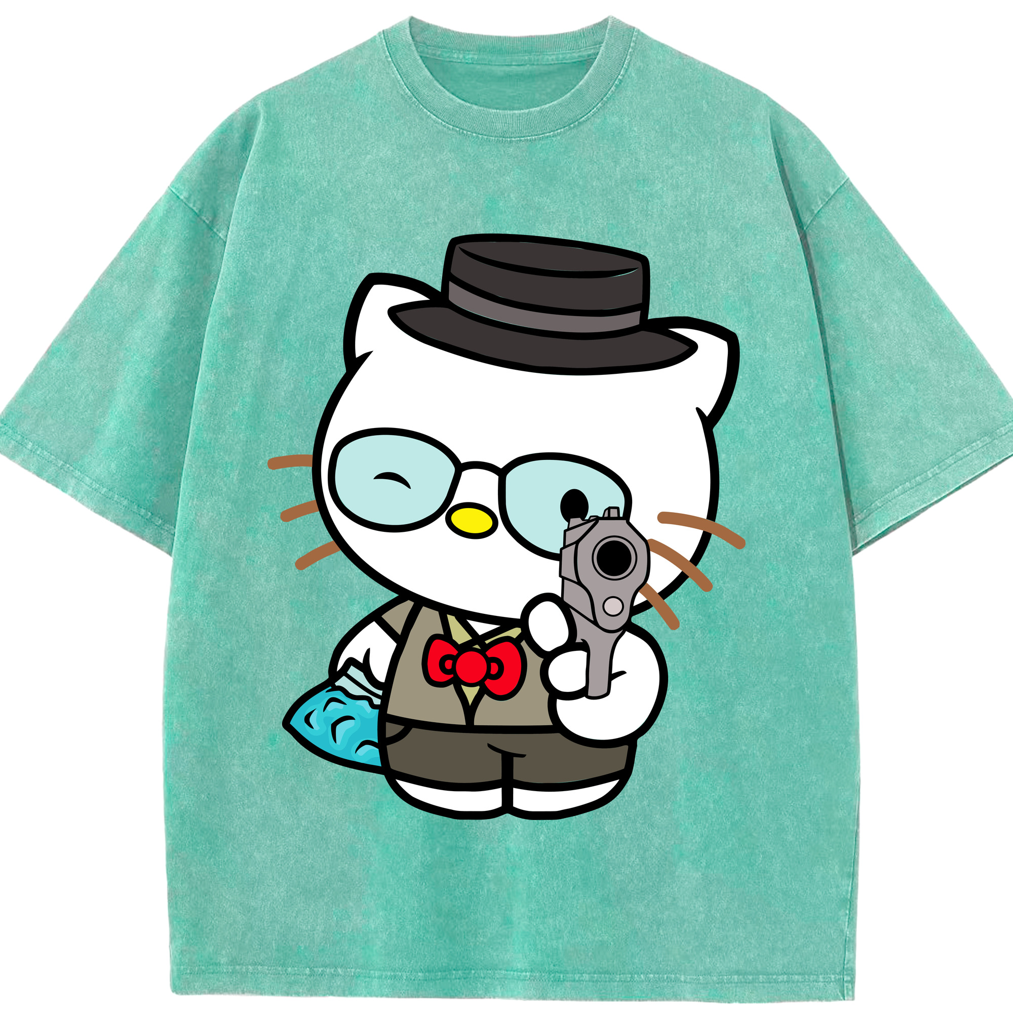 （画像用） Hello Kitty ハローキティ 綿100% ヴィンテージ風 半袖Tシャツ（フロントプリント）
